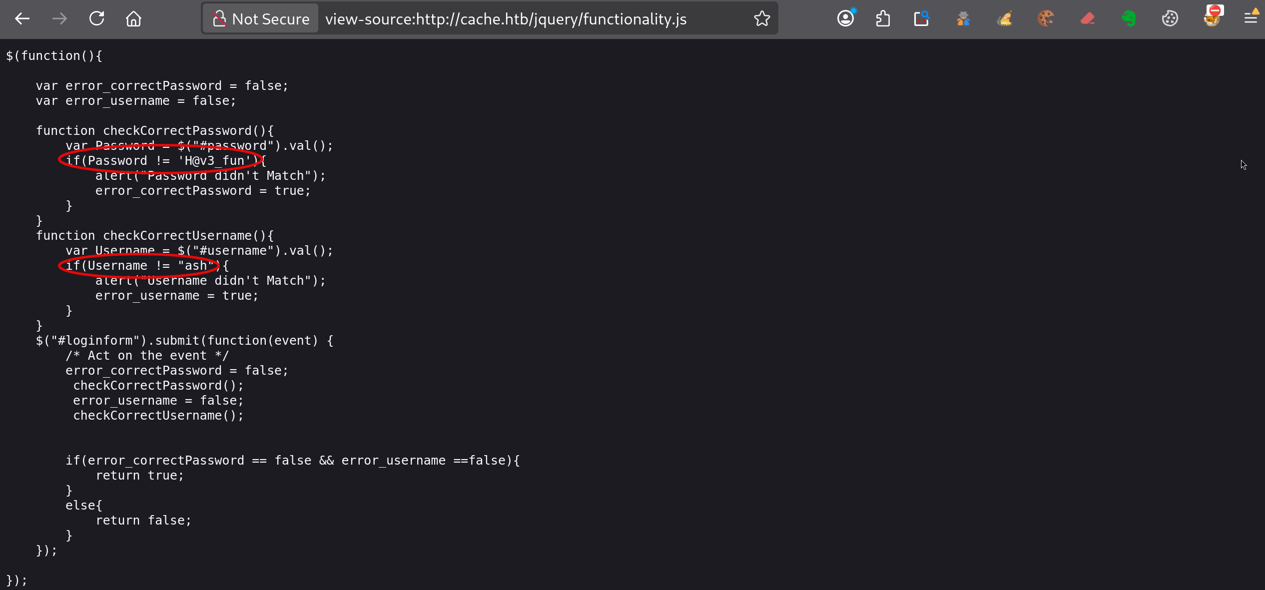Recherche dans le fichier functionality.js